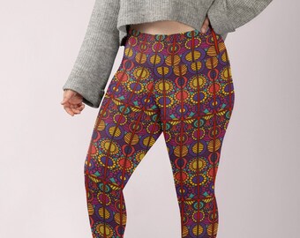 Plus Size Leggings; Mode Hosen; Boho Leggings; Plus Size Retro; Vintage Festival Leggings; Afrikanischer Druck; Boho Hose