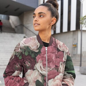 Floral print bomber jacket womens hotsell
