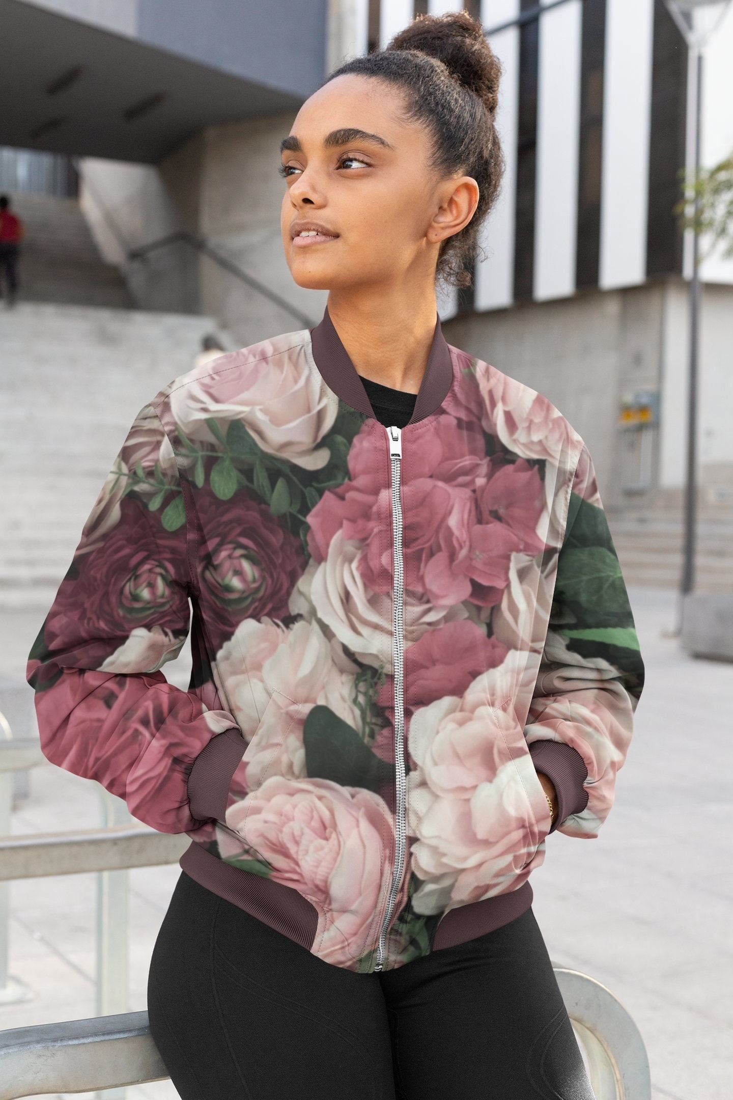 Pink Floral Quilted Jacket 