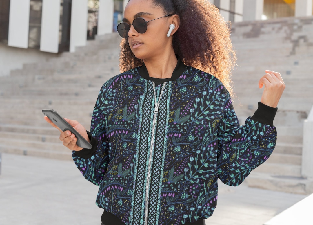 Black Floral Bomber Jacket Designer Bomber Jacket Floral Pattern Retro Bohemian Bomber Jacketvintage Style Gift for Him Her Etsy Canada