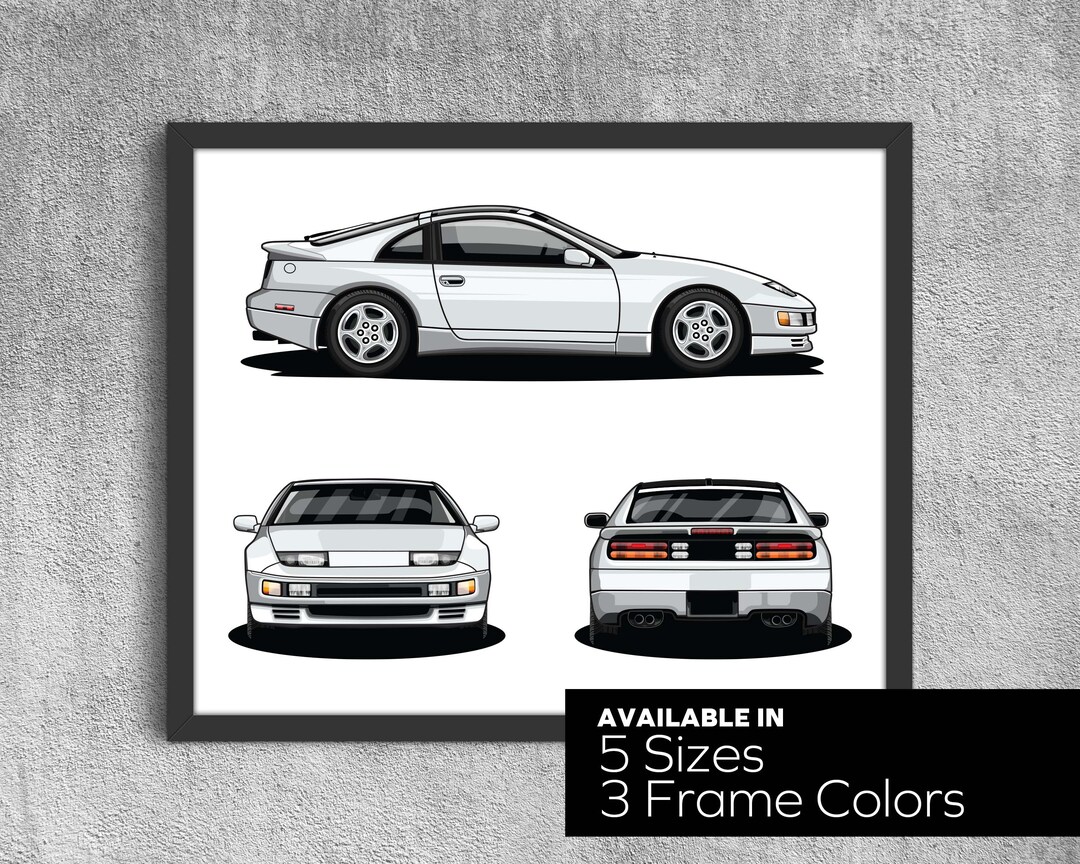 Framed Poster Nissan 300ZX Fairlady Z Z32 White Side Front - Etsy