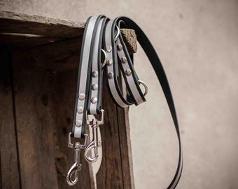 Reflective Biothane dog leash, triple adjustable, 19 mm wide | Leash