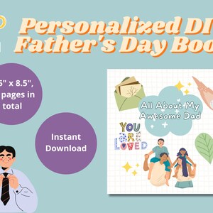 All About My Awesome Dad, Personalized Book for Father With Prompts, Fathers Day Gift, DIY Gift From Kid, Birthday Personalized Gift For Dad