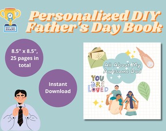 Tout sur mon papa génial, livre personnalisé pour père avec invites, cadeau de fête des pères, cadeau de bricolage d’un enfant, cadeau personnalisé d’anniversaire pour papa