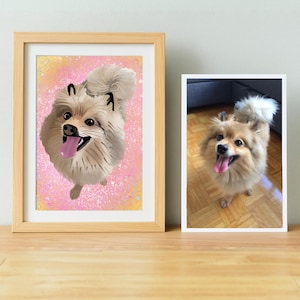 Ritratto di animale domestico personalizzato, regalo commemorativo per animali domestici, disegno ad acquerello di cane e gatto, arte digitale personalizzata per animali domestici, ricordo unico.