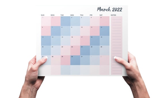 q1 2022 printable calendar january february march instant etsy