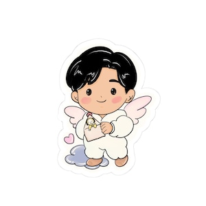 Chibi Jimin Kiss Cut Sticker | BTS Park Jimin Kawaii Vinyl Decal | Cute Kpop Sticker for ARMY  | Laptop, Journal, Gift, Water Bottle