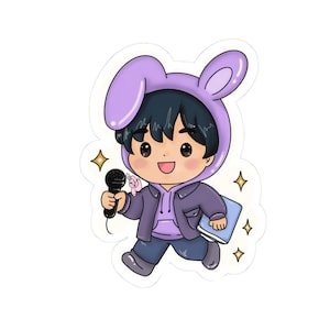 Chibi Jungkook Kiss Cut Sticker | BTS JK Kawaii Vinyl Decal | Cute K-pop Sticker for Journals, Water Bottles, Laptops, Gifts for ARMY