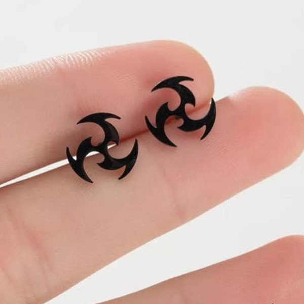 Punk Dart Ninja Star Gothic Hypoallergenic Stainless Steel Stud Earrings Jewelry