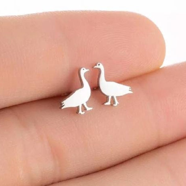 Goose Farm Animal Hypoallergenic Stainless Steel Stud Earrings Jewelry