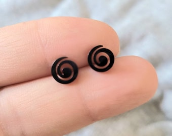 Swirl Spiral Punk Geometric Hypoallergenic Stainless Steel Stud Earrings Jewelry