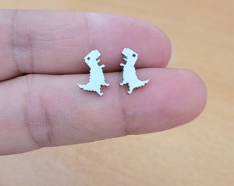 Cute Dino Dinosaur Animal Stud Earrings Minimalist  Hypoallergenic Stainless Steel Jewelry