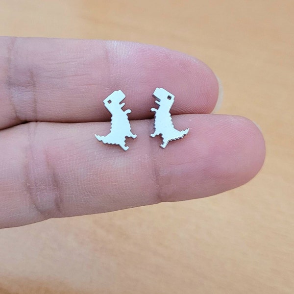 Cute Dino Dinosaur Animal Stud Earrings Minimalist  Hypoallergenic Stainless Steel Jewelry