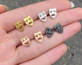 Theater Mask OperaActor Actress Drama Hypoallergenic Stainless Steel Stud Earrings Jewelry
