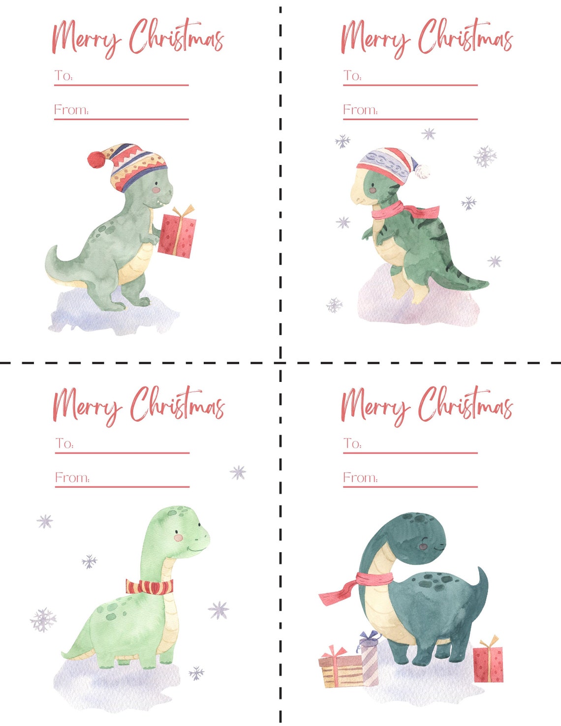 Printable Dinosaur Christmas Gift Tags School Holiday Party - Etsy