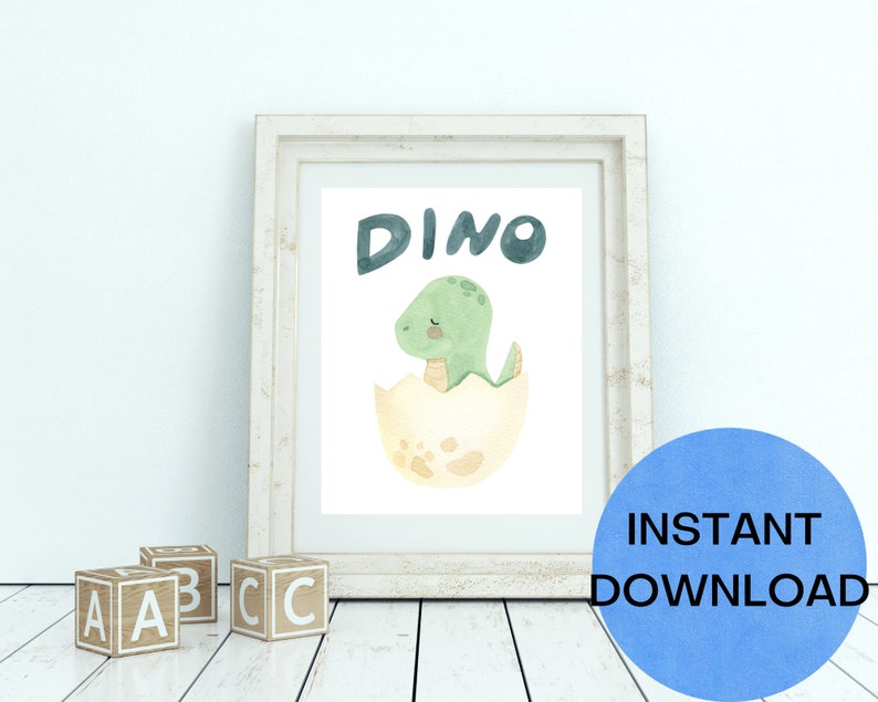 Baby Dinosaur Nursery Wall Artwatercolor Dinosaur Etsy