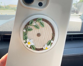 Uniek beige Hobbit-gaatje telefoongreep Hobbit-gaatje PopSocket handgemaakte Tolkien-geïnspireerde Lord of the Rings-deurcadeau
