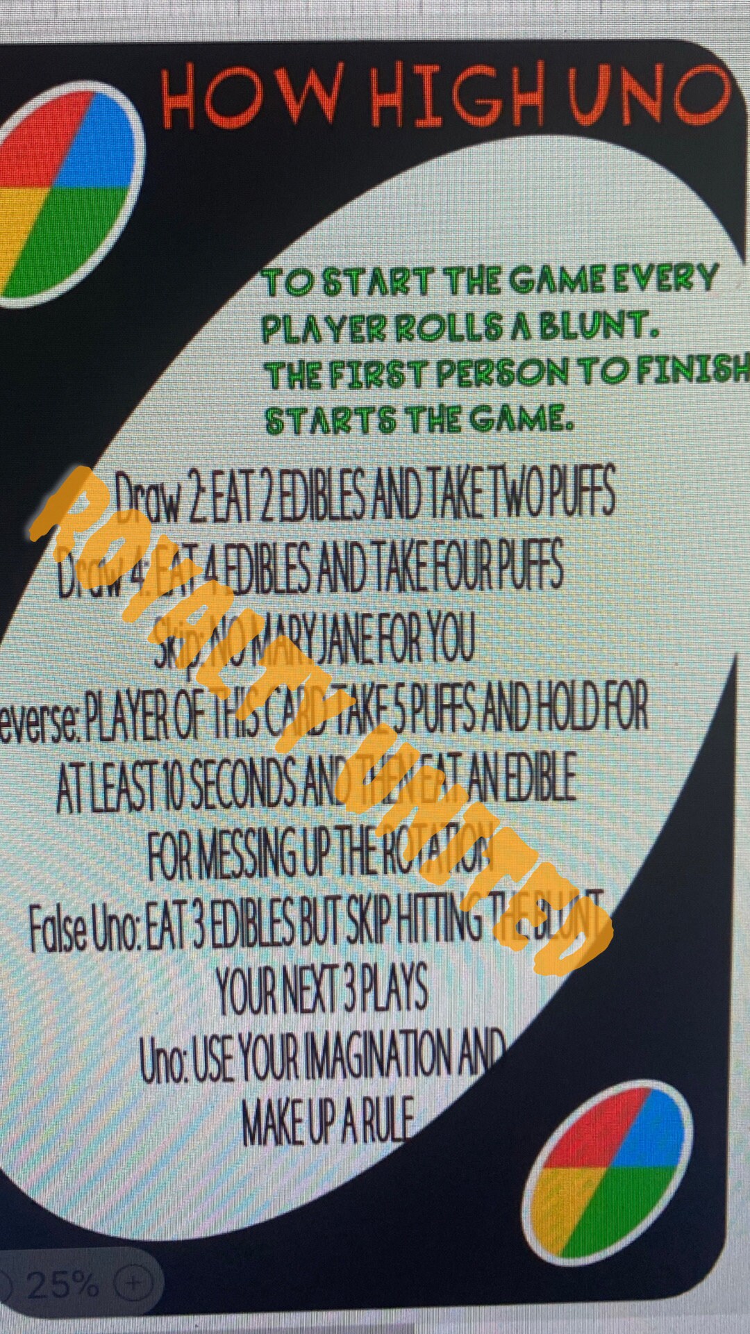 How Hign Uno Smokers Game. Get Lit Etsy