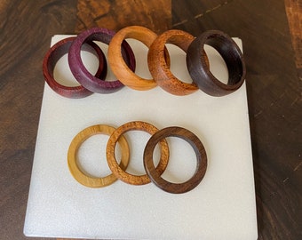 Handmade wood ring - men and women sizes from many types of wood