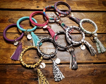 Western Leather Bangle Wristlet Keychains - Great Cheap Christmas Stocking Stuffers!