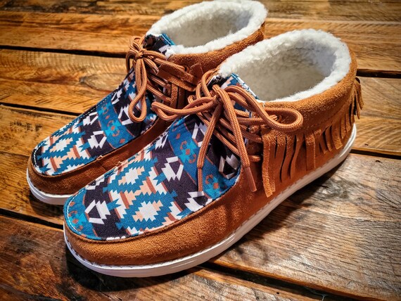 Mesquite Western Aztec Fringe Moccasins Etsy