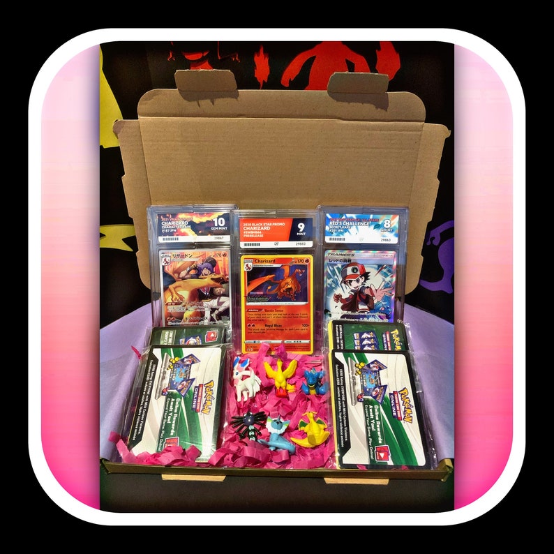 Pokemon Mystery Box Graded Slab Box With 4 Booster Packs and 6 Mini