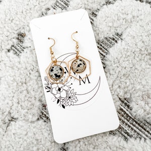 Dalmatian Jasper 18k Plated Dangle Earrings