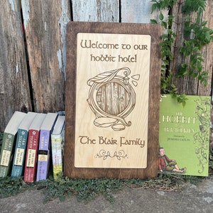 Welcome to Our Shire Hole Custom Family Name Sign | Personalized Shire Decor | Fantasy Ring Wood Engraved