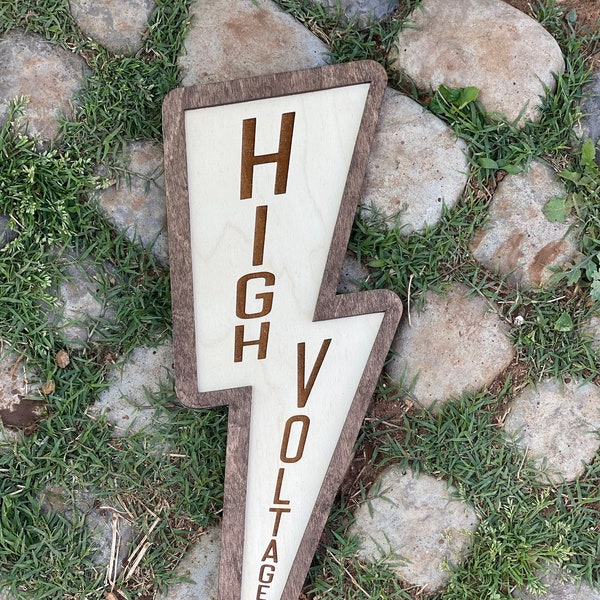 High Voltage Lineman Wood Engraved Sign. Okie Original