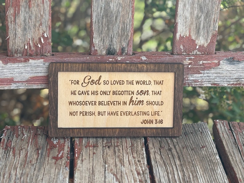 John 3:16 Wood Sign | Christian Home Décor | Inspirational Scripture ...