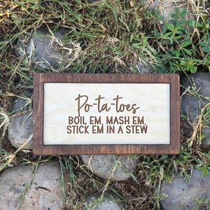 Po-Ta-Toes Wood Engraved Sign | Personalized Fantasy Ring Decor Kitchen | Wedding & Anniversary Gift