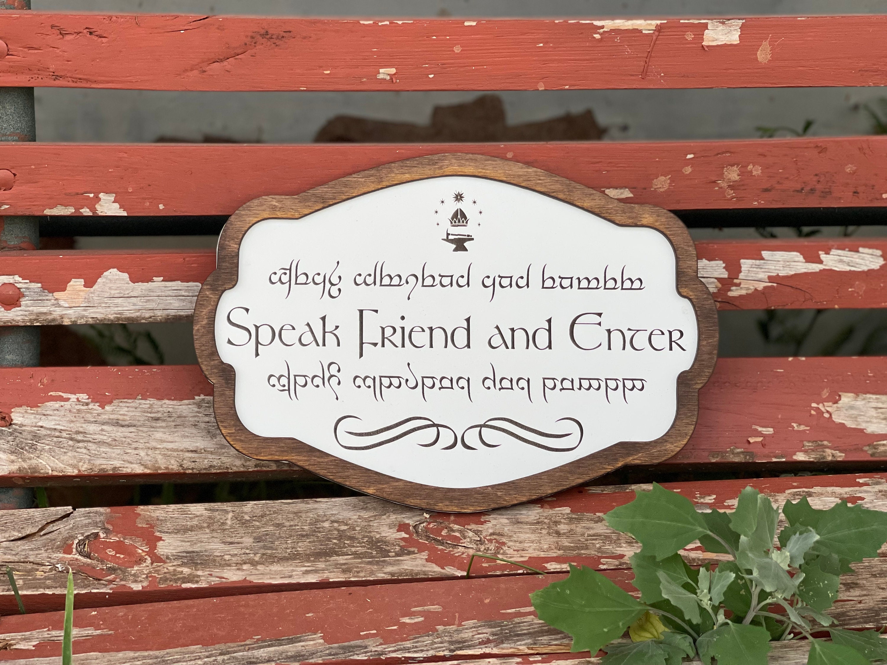 Speak Friend and Enter Elvish Wood Engraved Sign. LOTR Lord of - Etsy