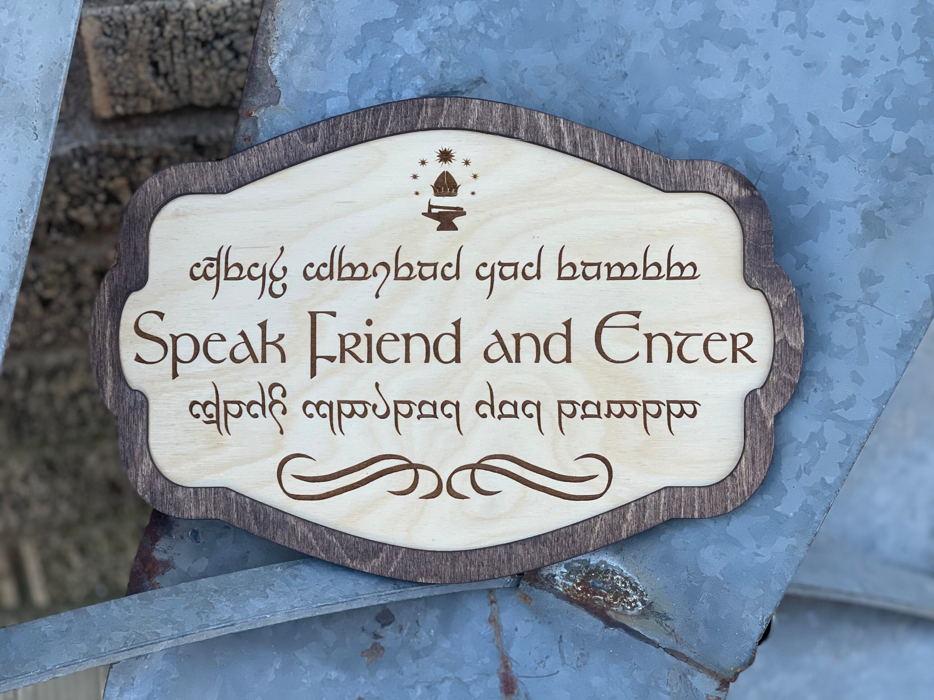 Speak Friend and Enter Elvish Wood Engraved Sign. LOTR Lord of Etsy