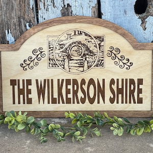 Custom Shire Sign – Personalized Family Name Wood Engraved Gift | Fantasy-Inspired Home Decor