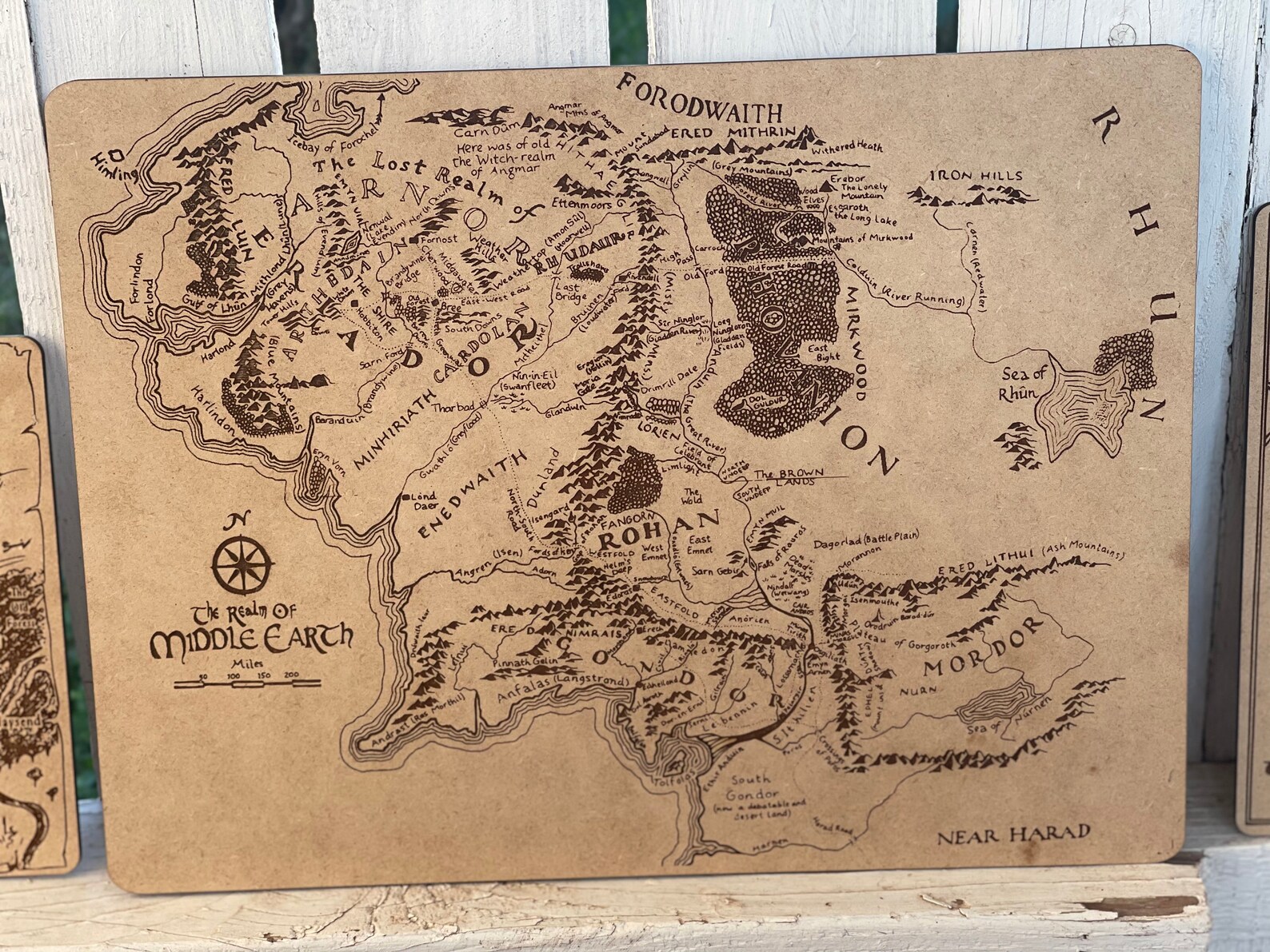 Map of Middle Earth the Shire and Lonely Mountain Wood Etsy