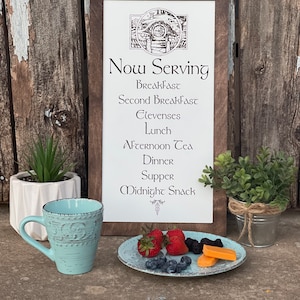 Second Breakfast Rectangular Wood Engraved Sign | Fantasy-Inspired Kitchen Decor