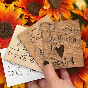 Custom Wood Engraved Magnet | Personalized Child&#39;s Drawing or Handwriting Keepsake Gift