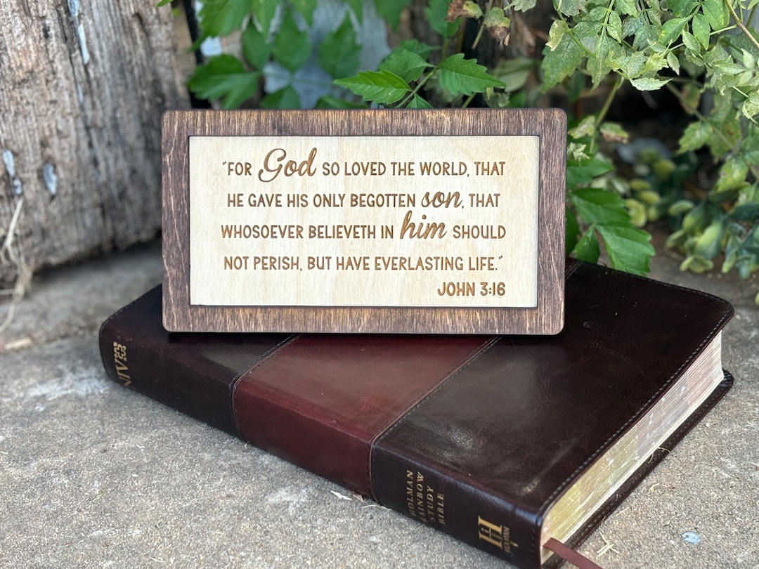 John 3:16 Wood Sign | Christian Home Décor | Inspirational Scripture ...