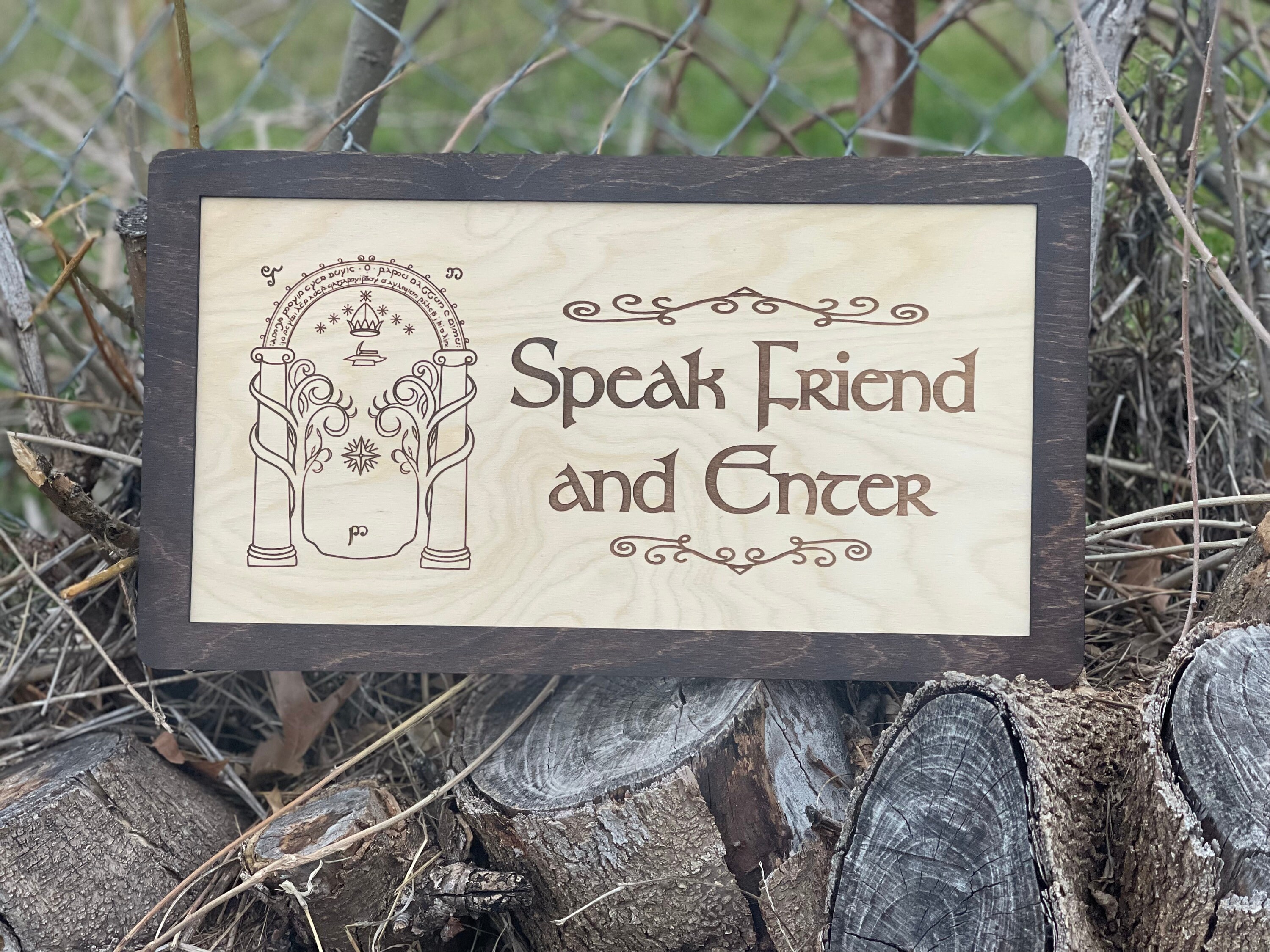 Targa In Metallo Vintage Per Fan Del Signore Degli Anelli: "Speak Friend And Enter" 20x30 Cm, Regalo LOTR - 2