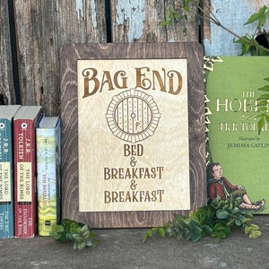 Shire Bed and Second Breakfast Sign | Wood Engraved Fantasy Kitchen Wall Decor