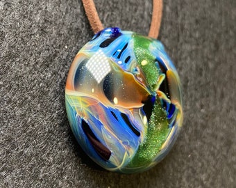 Green Galaxy Borosilicate Glass Pendant