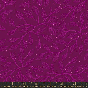 Ruby Star Society Fabric - Glow Garden - Wandering Vine - Purple Velvet - 1/2 Yard