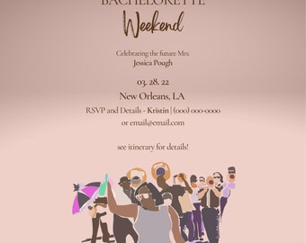 New Orleans Bachelorette Invitation and Itinerary