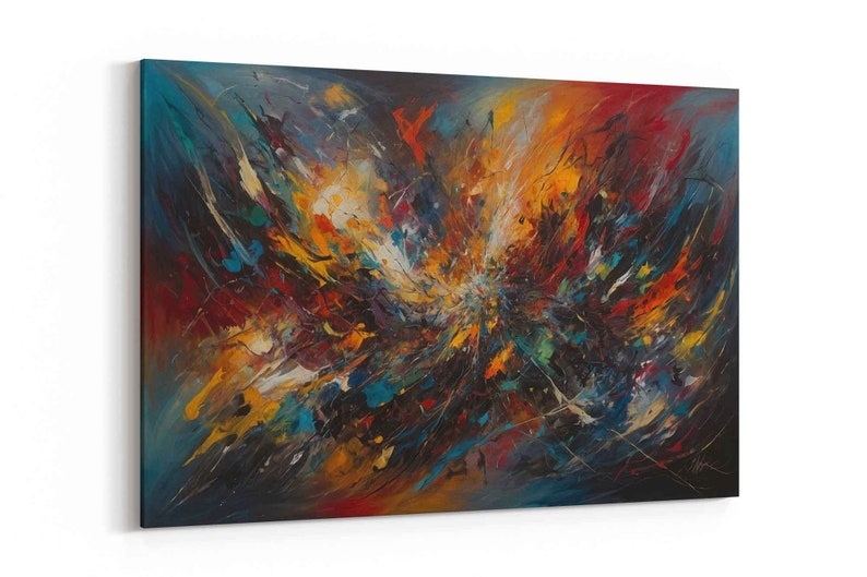 Abstract Art Paint Splatter Oil Painting on Canvas Art Wall Decor ...