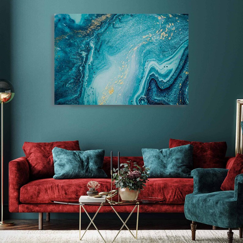 Abstract Blue Ocean Canvas Wall Art Prints, Canvas Wall Decor, Modern
