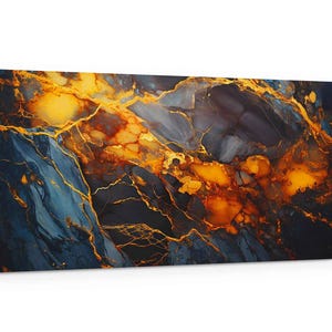 Extra Large Canvas Wall Art Vibrant Blue and Orange Abstract Canvas Art for Stylish Home Decor, Abstract Wall Art Blue and Orange Art Prints