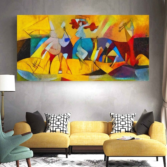 Picasso Inspired Abstract Wall Art - Oil Painting Reproductions on Canvas Art , Large Wall Art Prints for Stylish Living Room Decor
