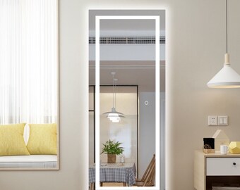 Illuminated full top length mirror