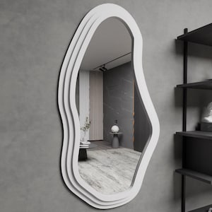 Wavy Wall Mirror: Modern Organic Asymmetrical Design