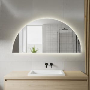 LED Half Moon Wall Mirror: Backlit Vanity Mirror for Modern Bathrooms